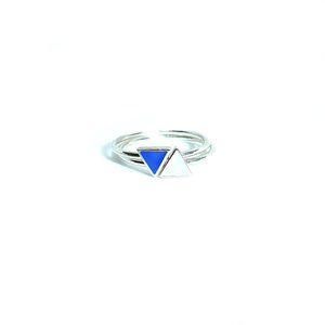 Silver Blue and Mint Enamel Stacked Rings (Made in New York)